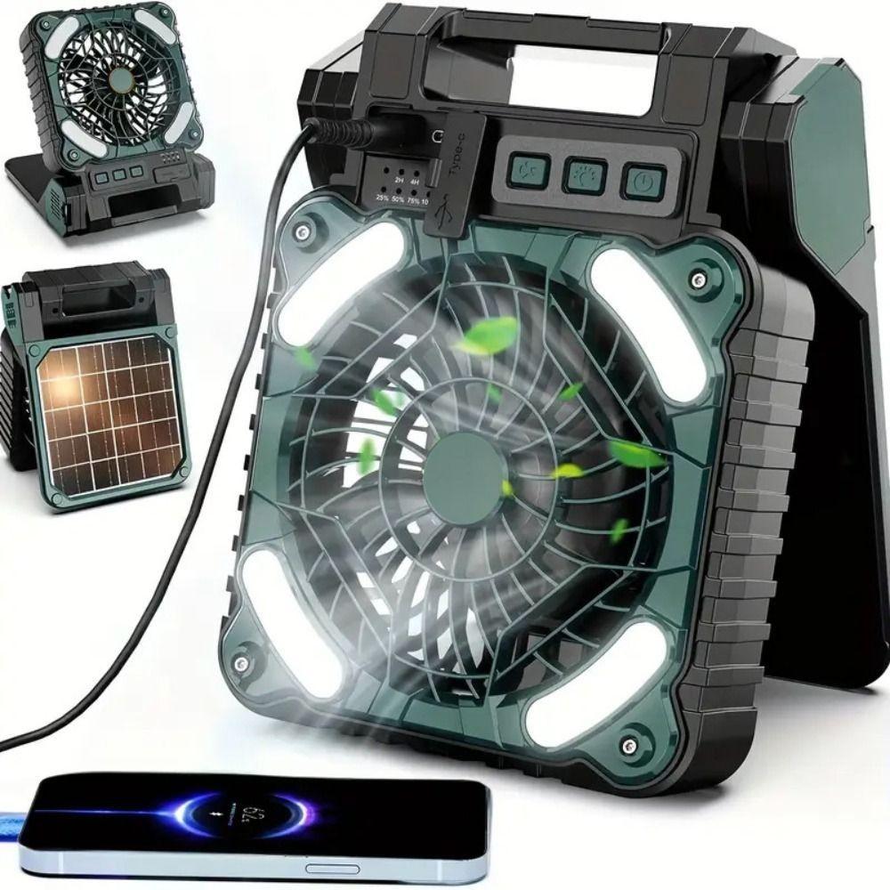 4 Speeds Wind Outdoor Solar Fan 90-Degree Folding Portable Tent Fan Folding Ventilador Tent Use