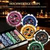 Poker Case Complete Set with 500 Chips, 5 Dice, 2 Card Decks, 3 Buttons and 1 Felt Mat (only with poker chip set)