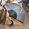 Ancient Chinese Style Small Dance Fan Summer Portable Hanfu Cheongsam Hand Held Fan Green Bamboo Ribs Single-Sided Folding Fan
