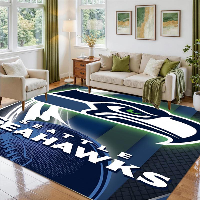 Seattle Seahawks Design Crystal Velvet Rug Soft Decorative Mat for Bedroom Entrance