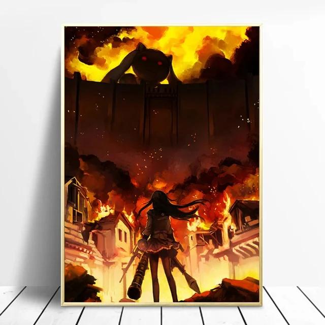 Puella Magi Madoka Magica Ιαπωνικό Άνιμε Κινούμενα Σχέδια Αφίσες Εκτυπώσεις Τέχνη Τοίχου Ζωγραφική σε καμβά Εικόνα για Σαλόνι Διακόσμηση Σπιτιού