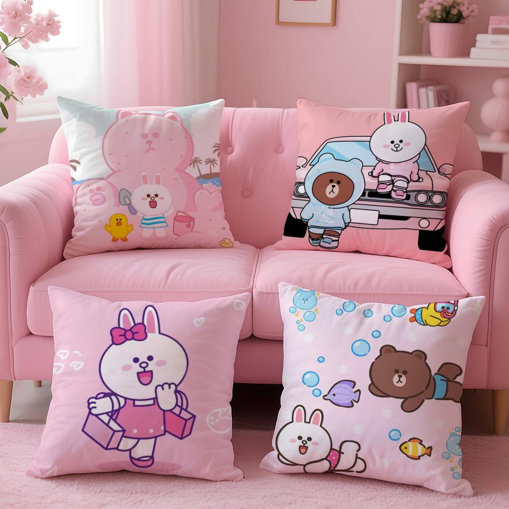 Kingdom L-Line F-Friends Pillow Case Plush Fabric Soft Double-Sided Printed Sofa Warm Winter Home Gift Cushion Cover