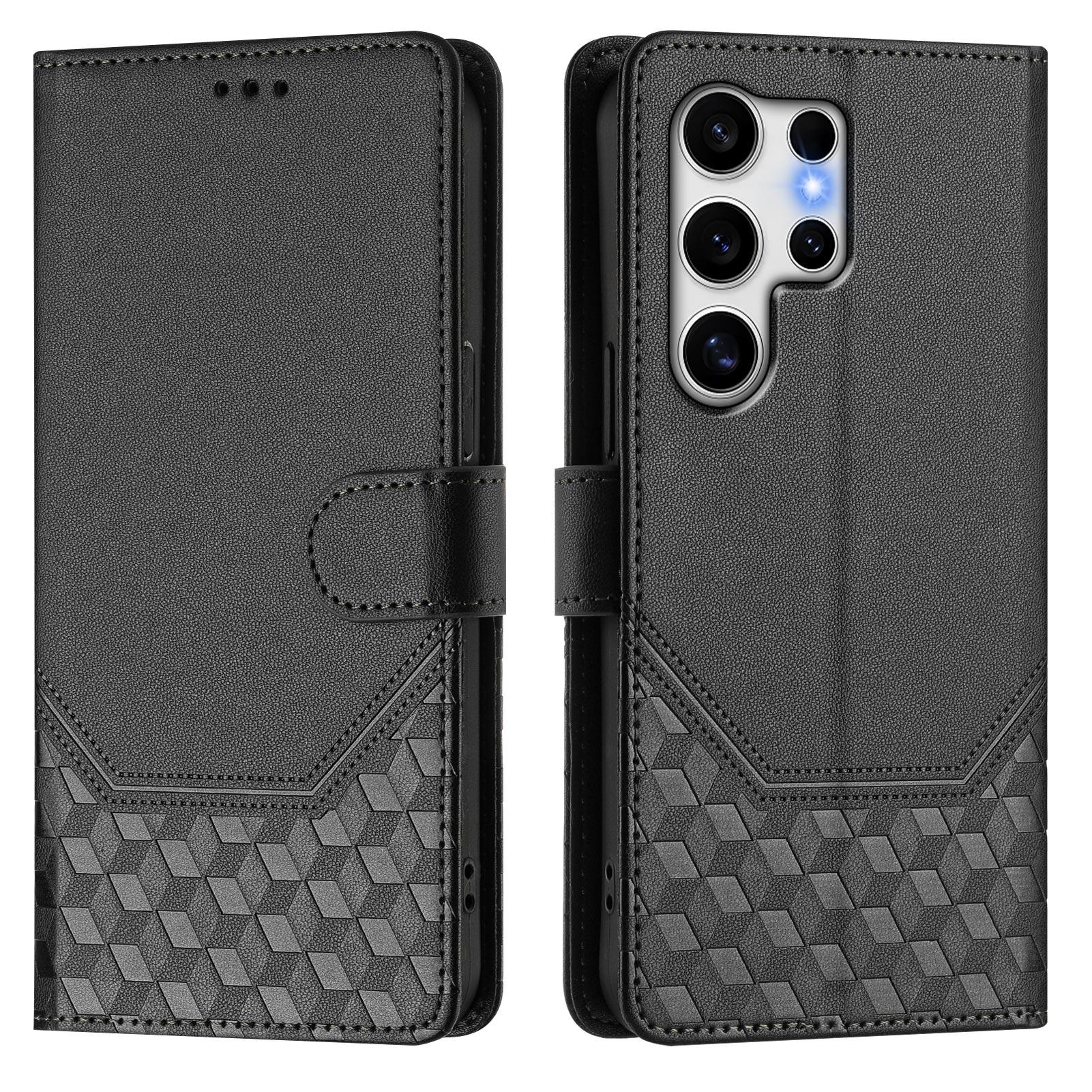 

Чехол-кошелек из кожи Samsung, прочный кожаный держатель для карт с блокировкой RFID, противоударный защитный чехол-книжка с подставкой для Samsung Galaxy S25 S24 S23 S22 Samsung S25 Edge чёрный