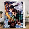 Two characters wield swords amid swirling water and fire effects. for all seasons blanket lunch break throw gift