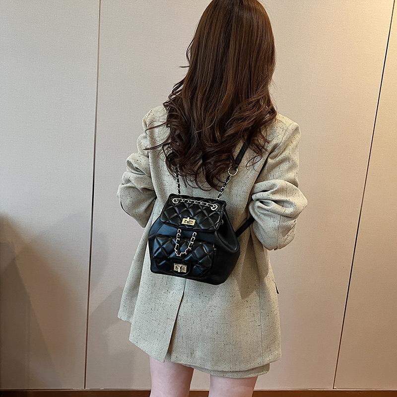 Женский рюкзак с ромбовидной цепочкой, весенний модный универсальный рюкзак, мини-школьный рюкзак