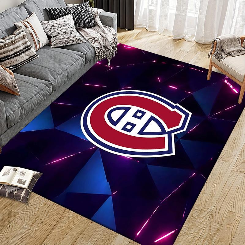 Montreal Canadiens3 Flannel Pattern Square Carpet,Area Rug,Carpet Rug for Living Room Bedroom Sofa Playroom Decor,Non-slip Floor Mat