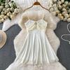 Vestido Mini Bustier Sexy de Malla sin Tirantes para Mujer, sin Mangas, con Pedrería, Espalda Descubierta, Estilizador, Cruzado, Corto