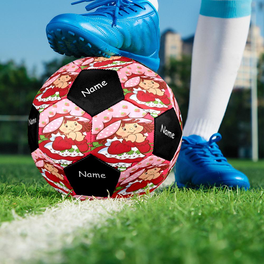 Custom Name Strawberry Shortcake Theme Size 5 Soccer Ball, Suitable for Both Indoor and Outdoor Matches, a Gift Suitable for Everyone.