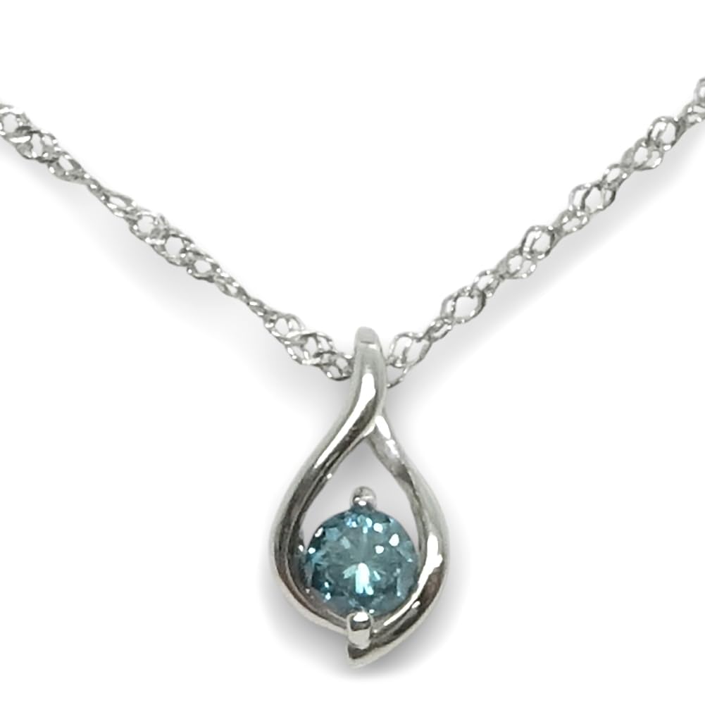 

and My Jewelry Platinum Diamond Necklace with a Single Blue Diamond Certificate Wrapping [Your Box] SI-Class (0.07ct) [Gemstone Included] [April синий