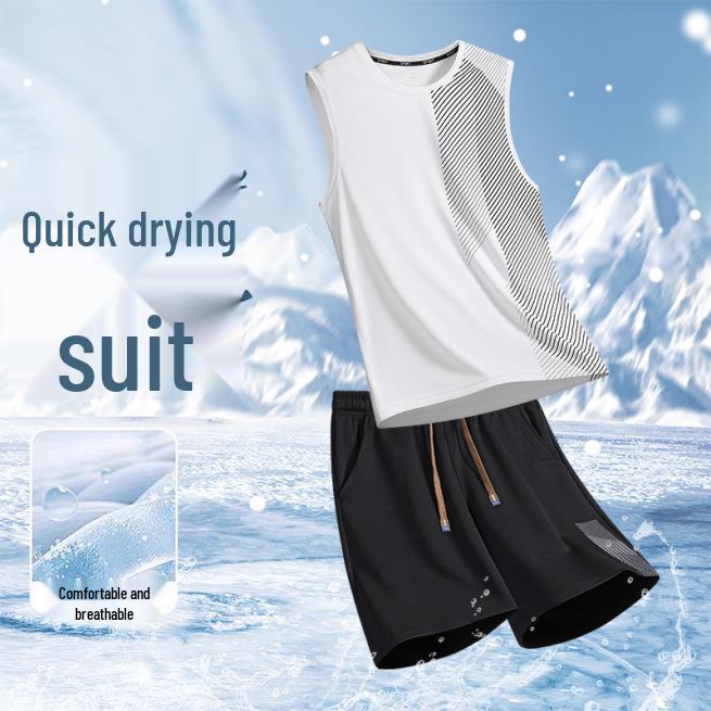 

Men s Summer Quick-Dry Sports Set: Sleeveless Top & Running Vest XL