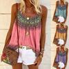 Women Casual Print Sleeveless Camisole Loose T-shirt Blouse Top