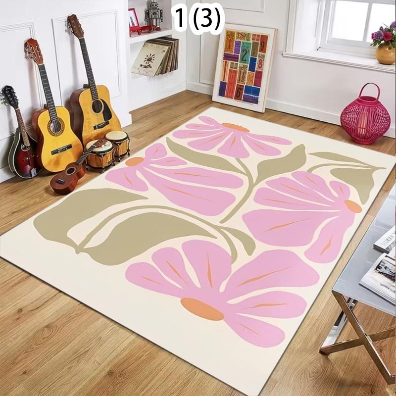 

Bohemian Floral Area Rug Fresh Wabi Sabi Style Green Large Floor Carpet for Living Bedroom Non Slip Washable Doormat Minimalist 40x60CM