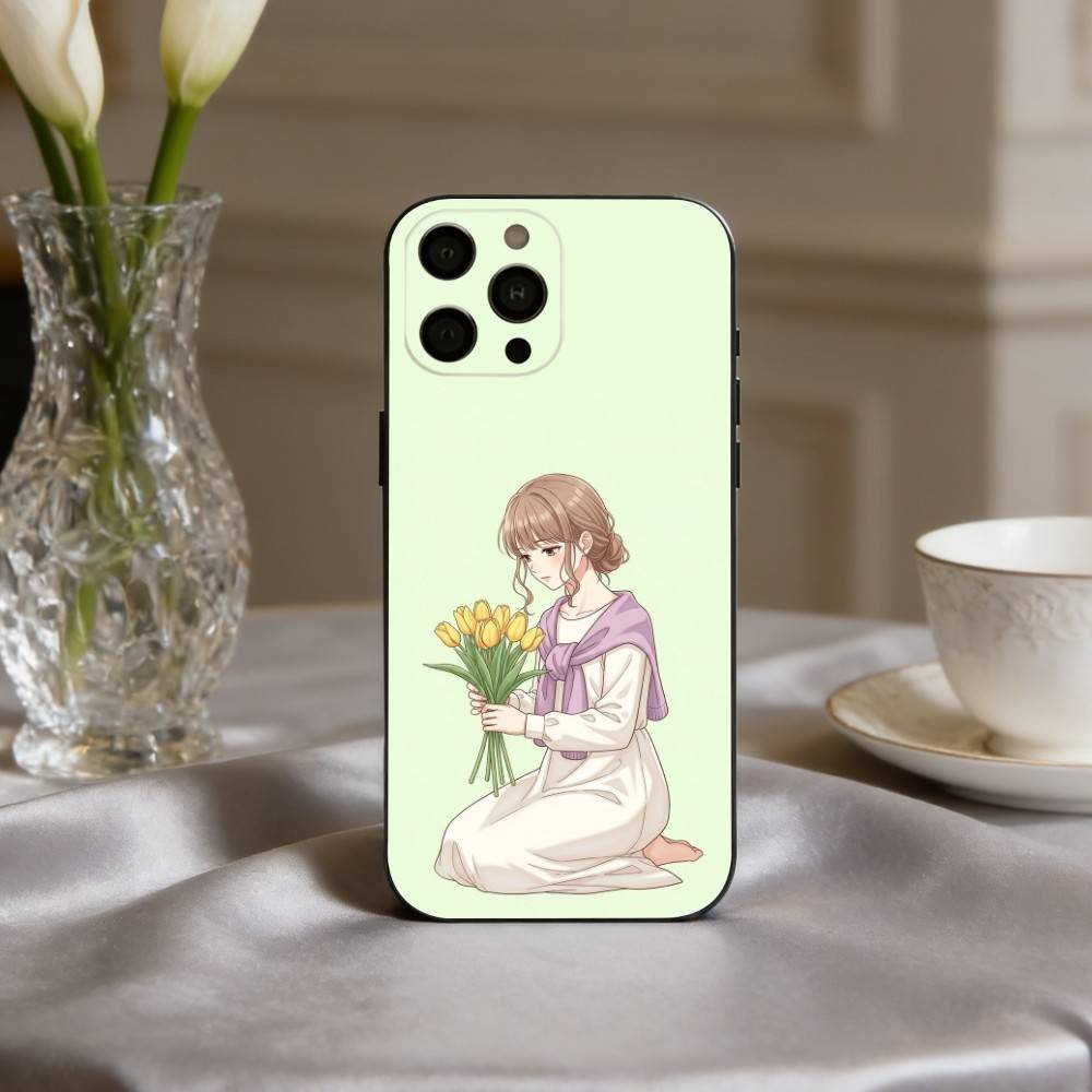 D-Dreamy G-Glow Vibe cartoon girl Phone Case For iPhone 17,16,15,14,13,12,11 Plus,Pro Max,XS,Soft Silicone Black Cover