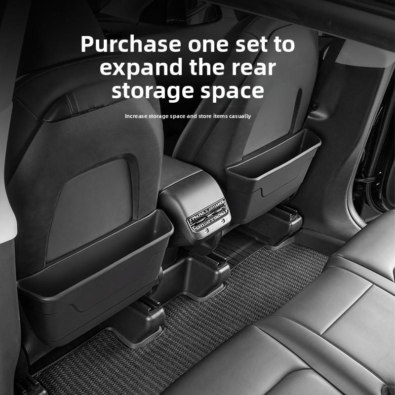 For Tesla Model 3/Y Model 3 Highland Car Set Back Storage Box TPE Auto Back Seat Trash Can Waterproof Cup Holder Accessories