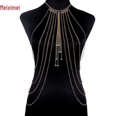 Gold Bikini Body Chain Necklace: Fashionable Waist Chain Dress Accessory