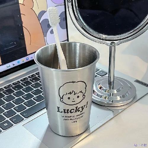 Question Mark Boys and Girls Thickened Anti-fall Stainless Steel Couple Toothbrush Cup Simple Mouthwash Cup Creative Wash Cup