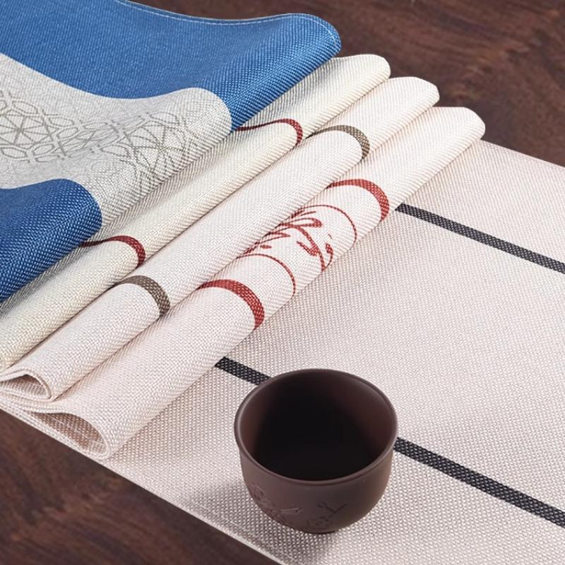 Chinese Style Coffee Table Table Flag Parlor Meal Tables Tassel Pendant Tea Waterproof High-end Long Tea Mat Cover Cloth