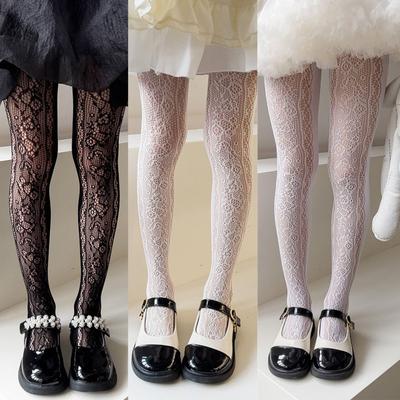 Aesthetic European Style Tight for Kids Girl Solid Color Series Floral Bowknot Pantyhose for Children Girl Summer Stocking Sock