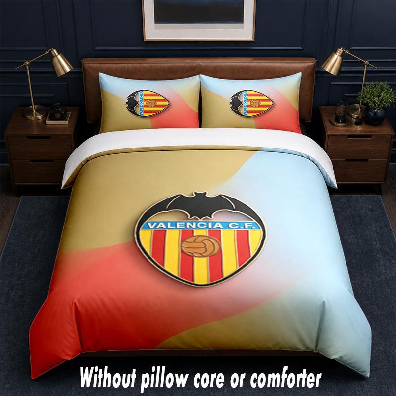 Valencia FC Design Bed Bedding Set 1 Duvet Cover + 2 Pillowcases Soft Breathable Household Bed Linens