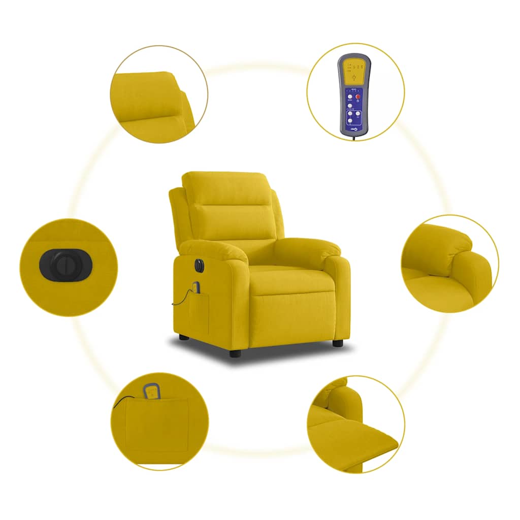 Electric Massage Chair Yellow Velvet