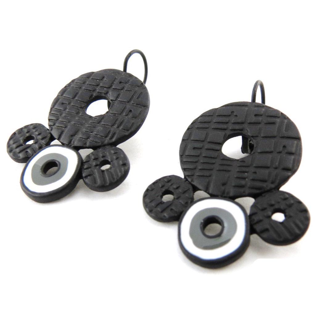 NOA [J1825] - Designer-Ohrhänger 'Amandine' schwarz grau weiß