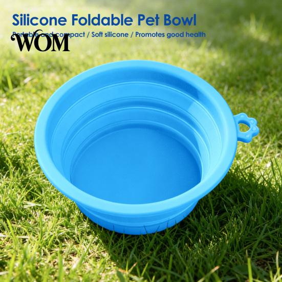 Dog Water Bowl Foldable Bowl, Collapsible Cat with Carabiner, Portable Pet Silicone for Dogs Cats Travel Camping Paw Shape