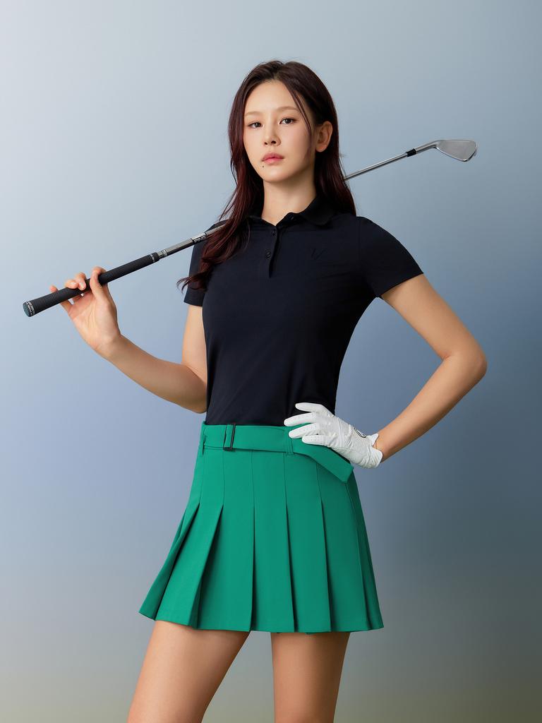 VOLVIK GOLFWEAR Women'S High-Stretch Collar T-Shirt (On) Votsq461_Bk