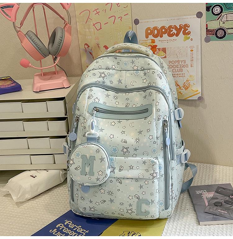 School Bag for Women, New Japanese Style INS High-look, Fresh and Sweet Star Backpack, Lightweight Backpack for Middle and High School Students