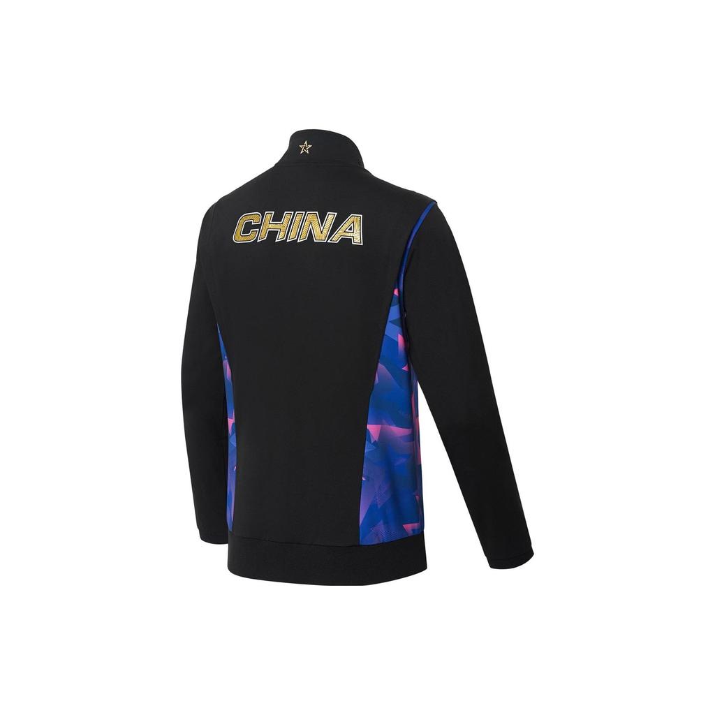 Li Ning Table Tennis Series Letter Print Stand Collar World Table Tennis Championship Award Sports Jacket Women Jacket Black AYYS022-1