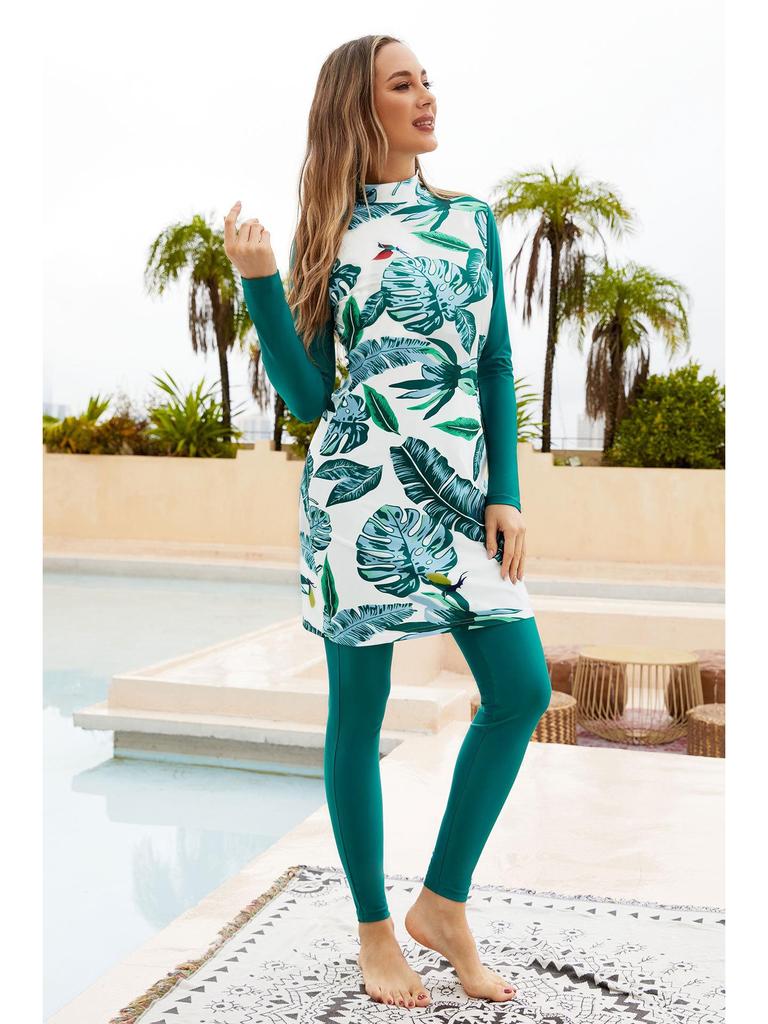 Southeast Asian Muslim Modest Swimwear Set: Four-Piece Full Coverage with Sun Protection