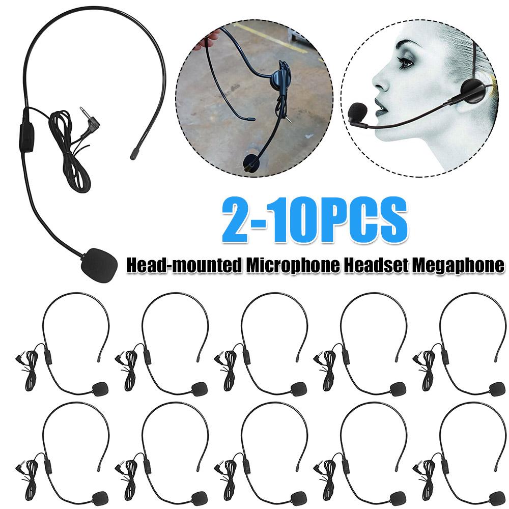 Cable Head-mounted Headset Microphone Flexible Wired Boom Amplifie Megaphone Microphone for Interview Recording Stage Meeting