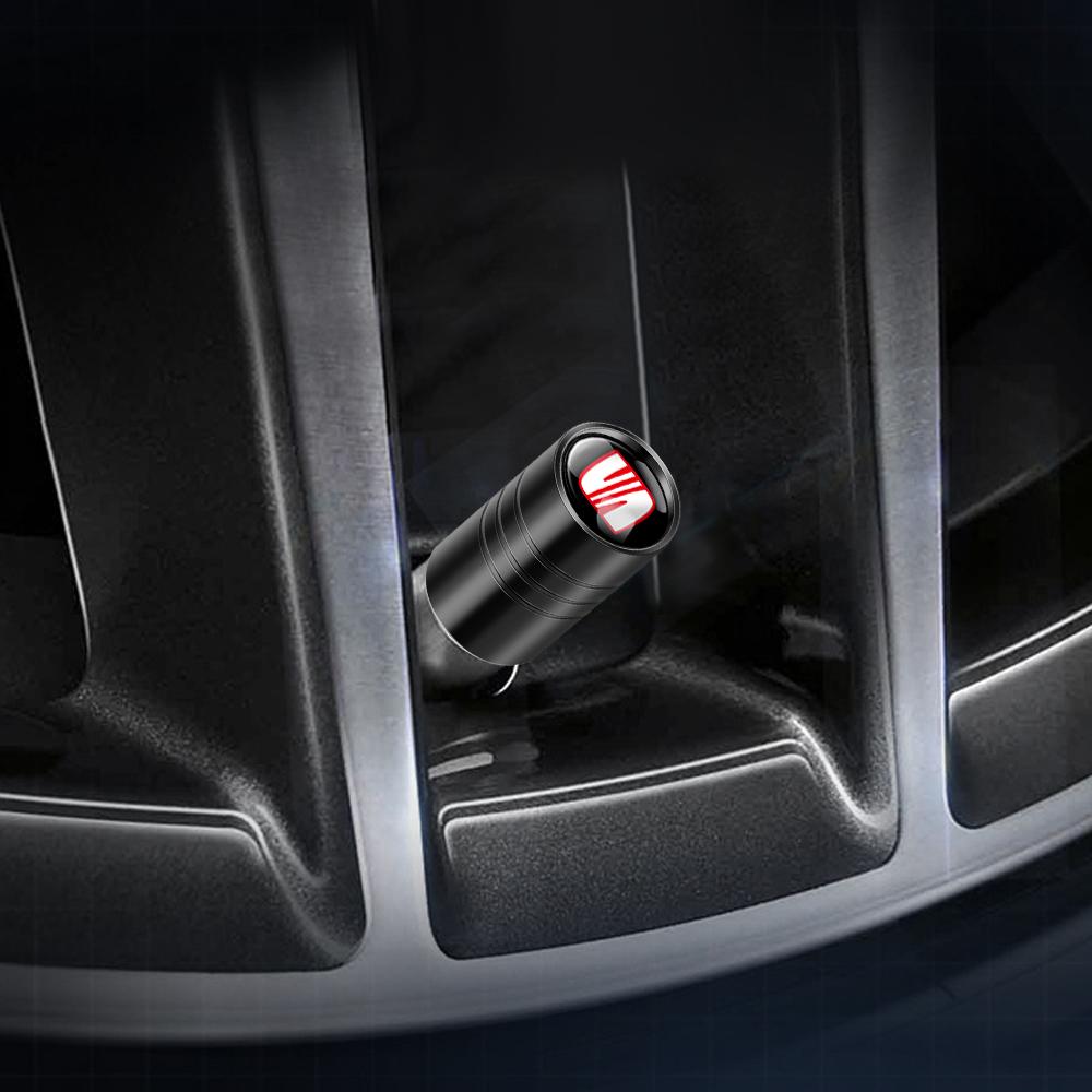 ydsh2 New 4Pcs Car Wheel Tire Valve Caps Air Stem Covers Accessories For Seat Leon FR Cupra Ibiza Altea Exeo Formula Racing Alhambra