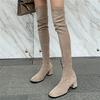 Fashion Fashion Over The Knee Boots Women 2025 Autumn Winter New High Botas Mujer Khaki Suede Pumps Sock Shoes High Heels Boots Black