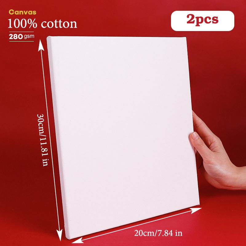 2 Pezzi Tela Bianca Vuota Quadrata per Artisti Telaio in Legno Tavolette di Tela per Artisti in Cotone per Pittura a Olio Acrilico Acquerello