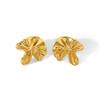 18K Gold Stainless Steel Irregular Pleated Flower Twist Stud Earrings - French Retro Style for Daily Wear