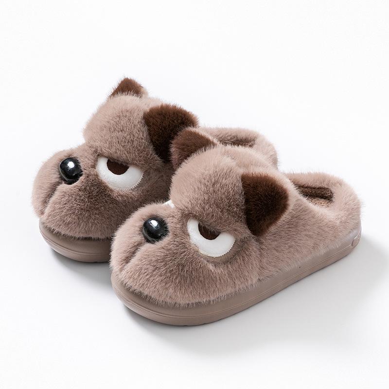 Kids' Cartoon Cotton Slippers - Warm Fleece Lining, Thick Sole, for Boys, Autumn/Winter