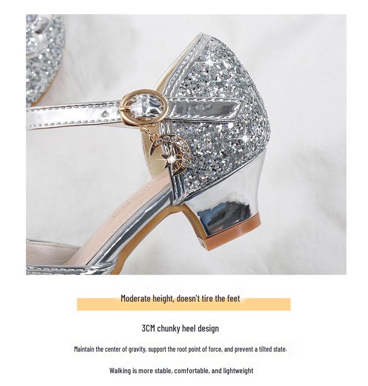 Girls' Golden Princess Shoes: Non-slip, Breathable Korean Style Sandals for Summer.