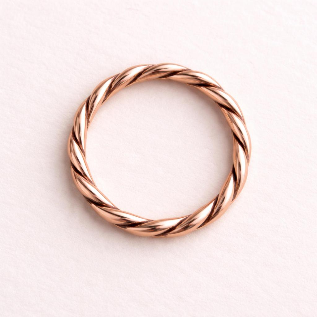 Solid Copper Twisted Rope Ring, Braided Stacking Band, Pure Copper Wedding Ring, Anniversary Gift for Her