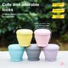 Silicone Folding Water Cup with Lanyard 180ML Reusable Portable Drinking Mug Wide-Mouth