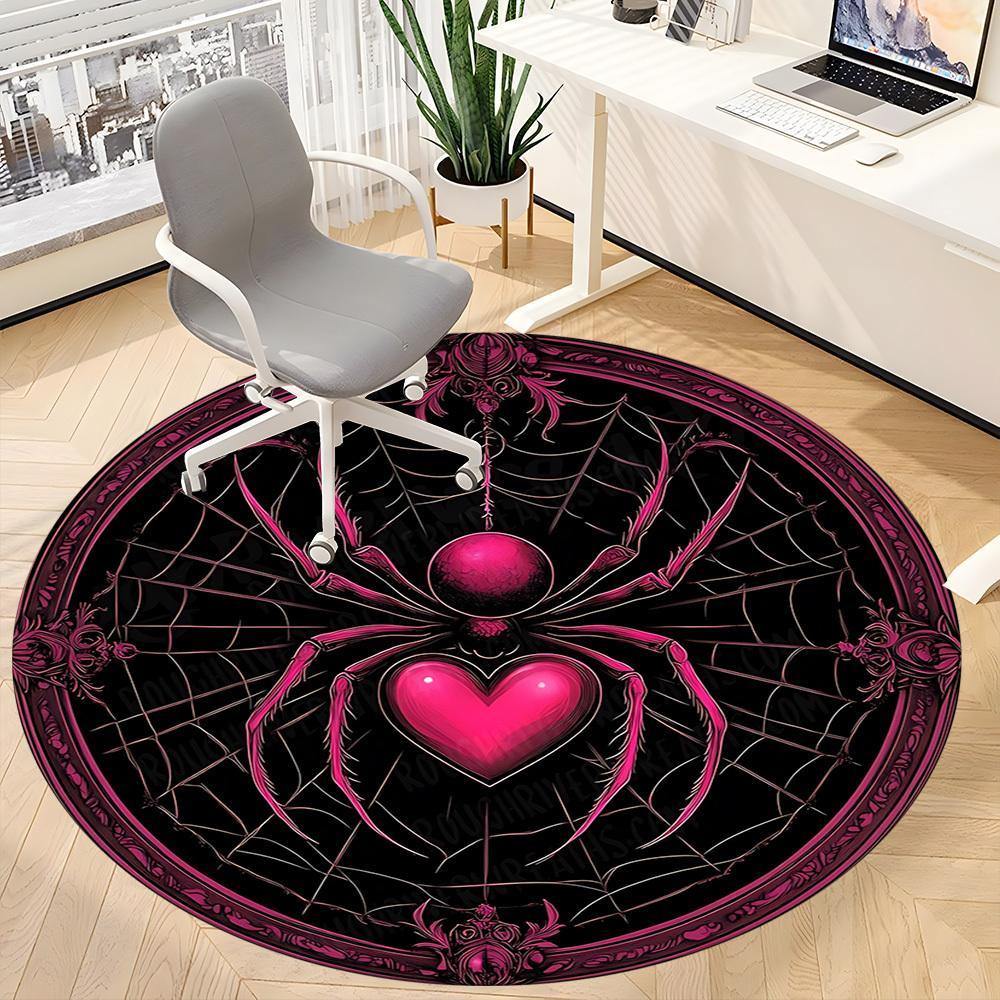 1pc Spider Web Heart Chair Carpet for Office Non-Slip, Machine Washable Rug for Office, Room - Holiday Decor, Machine Made yy251016029