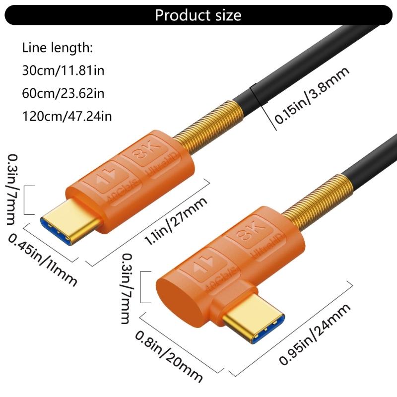 240W TypeC USB4 Cable 40Gbps Data Transfer USB C Extension Cord 8K60hz Video Output Efficient