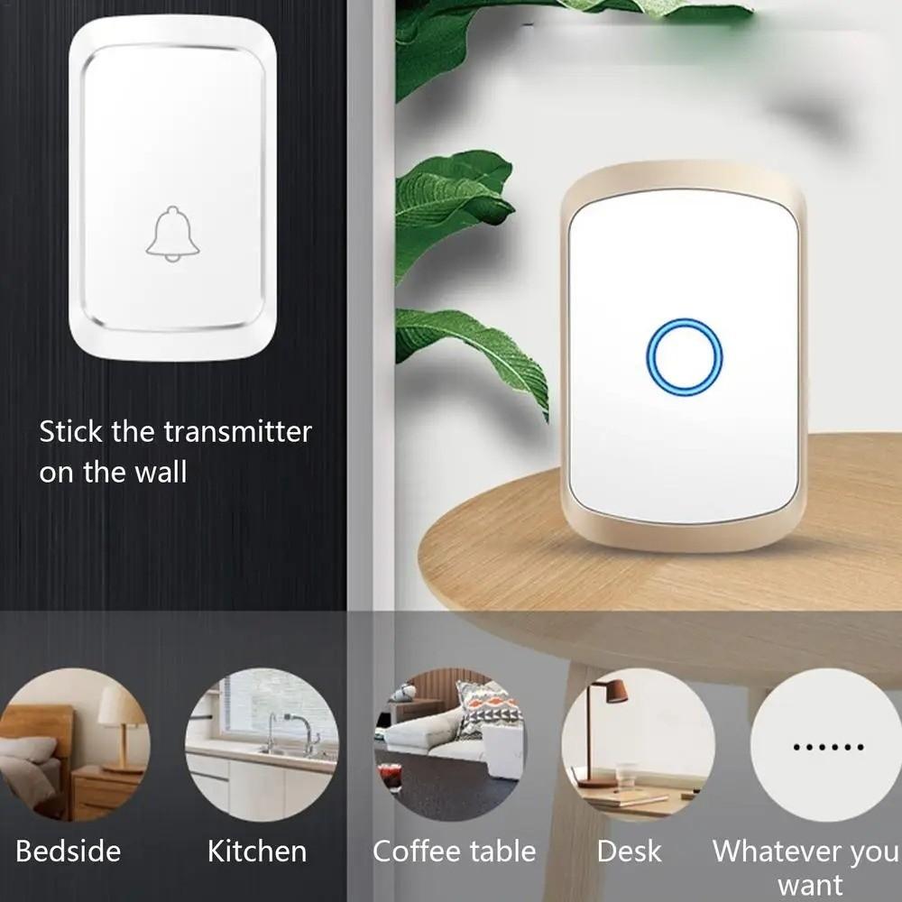60 Chimes Smart Doorbell Waterproof Door Chime Kit Adjustable Volume Wireless Doorbell  Apartment