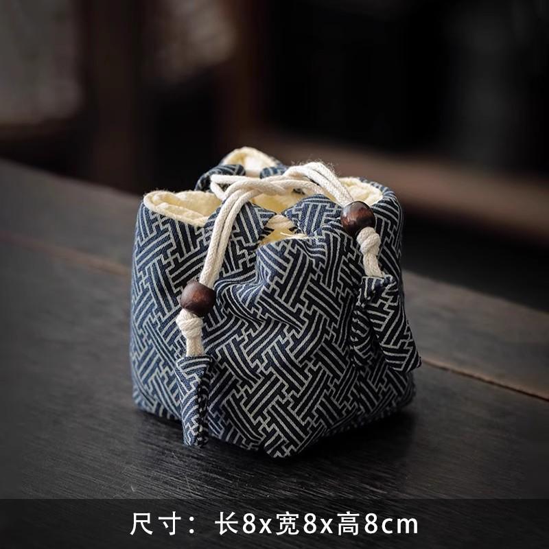 Handmade Retro Tea Cup Bag, Master Cup, Single Cup Bag, Storage Bag, Small Cloth Bag, Handbag, Thickened Cloth Bag, Storage Bag