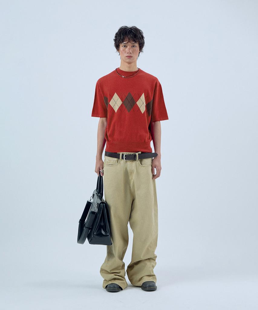 NOISE Studded Curved Cotton Pants - Beige
