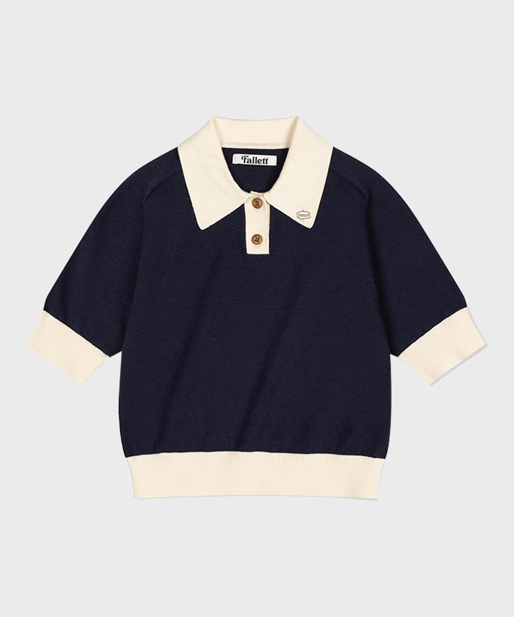 Pallet Color Block Tight Knit Top Navy Navy/M