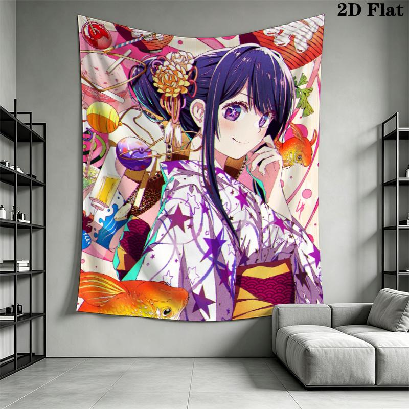 Oshi no K Wall Tapestry Aesthetic Wall Hanging Printed Fabric Blanket Decorative Tapestries for Bedroom Living Room Home Decor