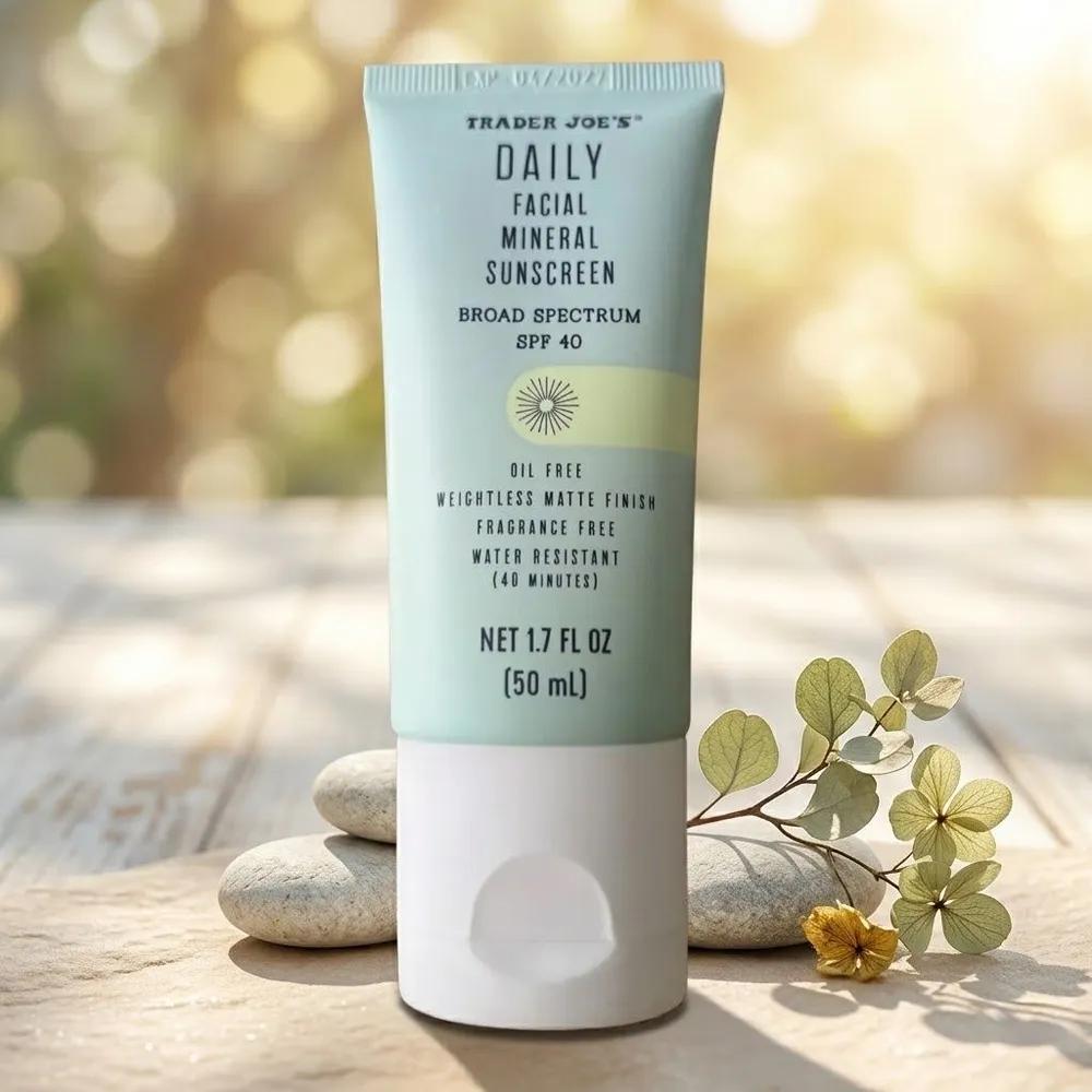 Trader Joe's SPF40 Tägliche Mineralische Gesichts-Sonnencreme 50ml Nicht-Weißelnde Mineralische Sonnencreme