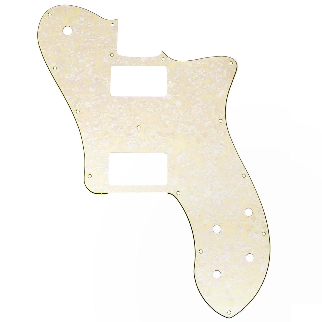 Musiclily Pro 15 Hole Telecaster Pickguard Wide Range 2 Ham Mount for Fender Mexican 72 Tele Deluxe Electric Aged White Pearl 4P Guitar,