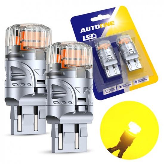 7743 LED Turn Reserve Brake Stop DRL White Signal Light Bulb Yellow Canbus 2PCS