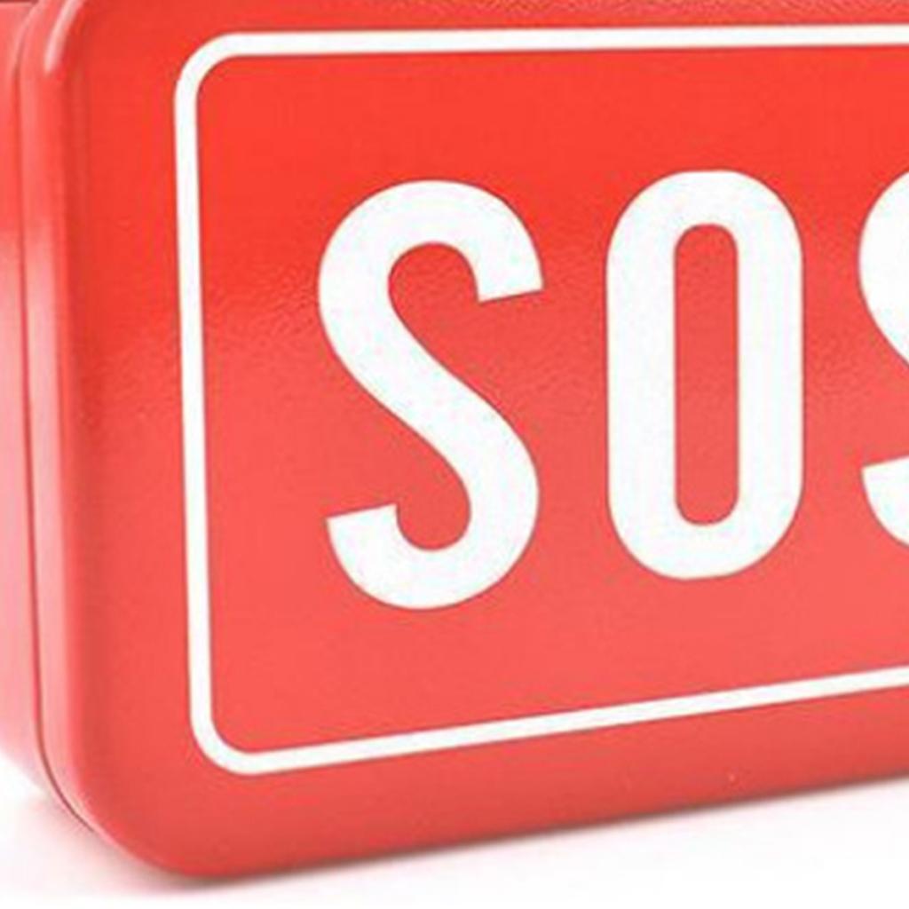 Small Rectangular Empty Box SOS Pattern Outdoor Tools Equipment Iron Storage Box for Camping